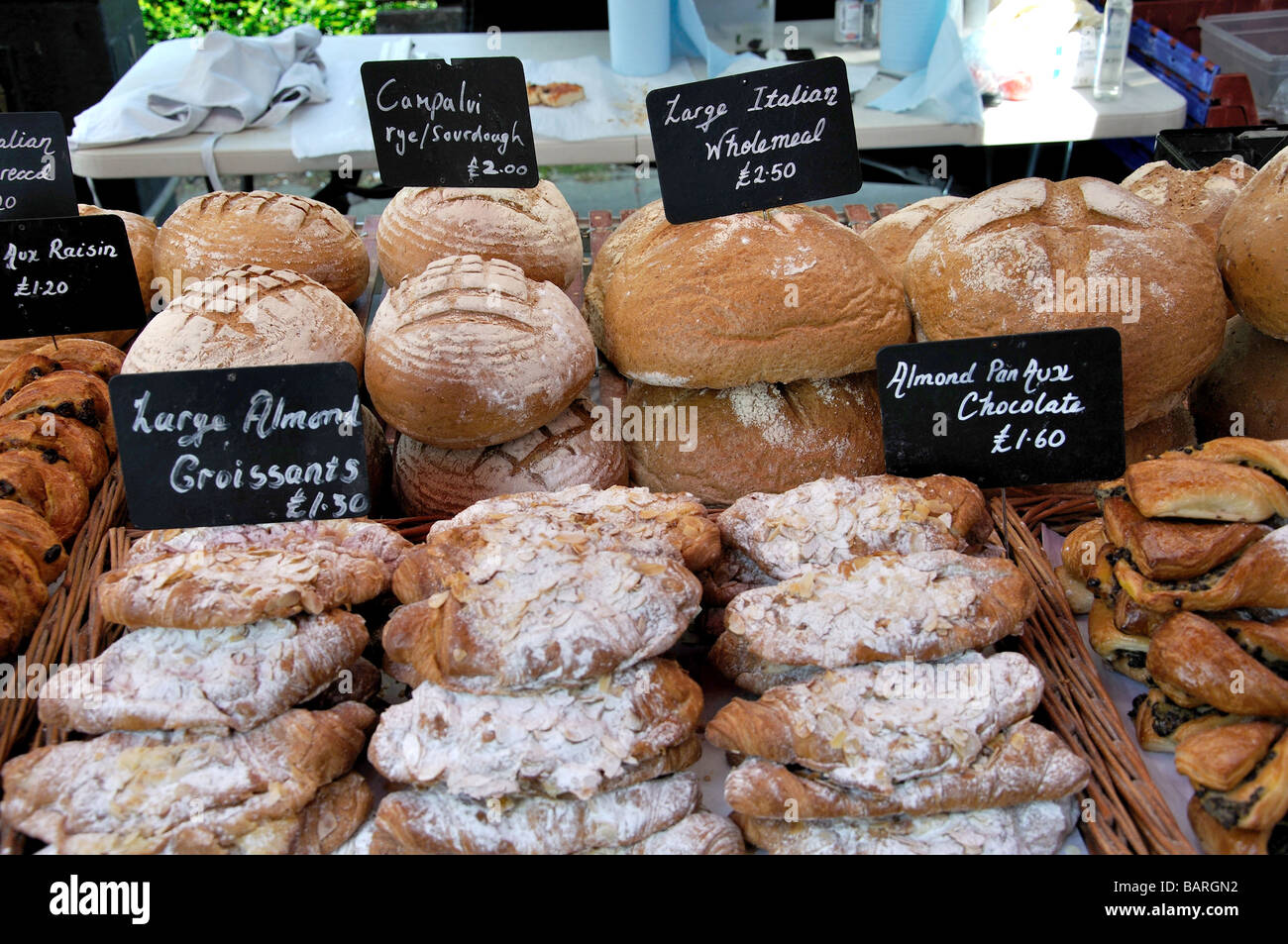 Bread stall, Welwyn Garden City Saturday Market, Welwyn Garden City