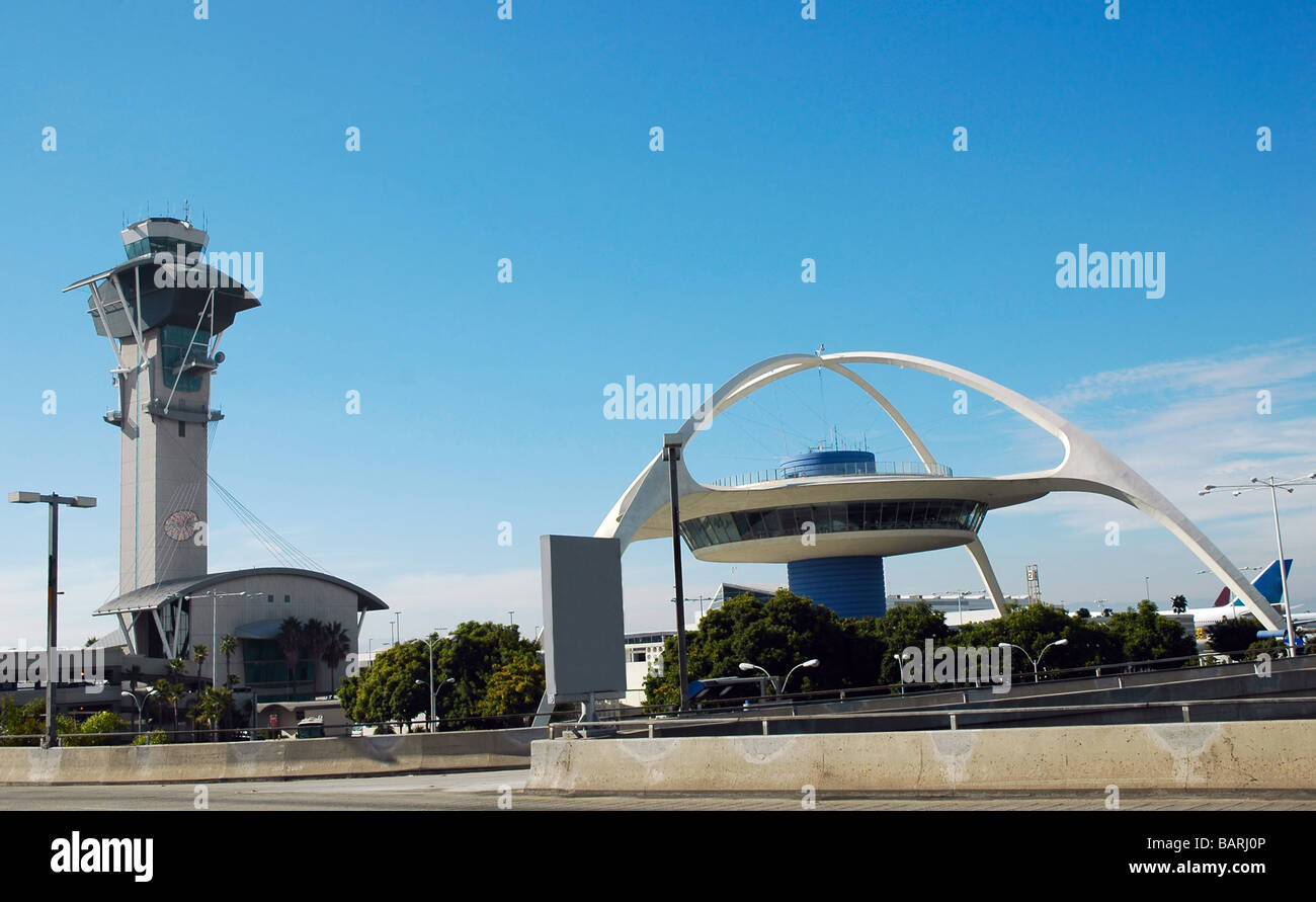 Air traffic control tower at Los Angeles International Airport Stock Photo