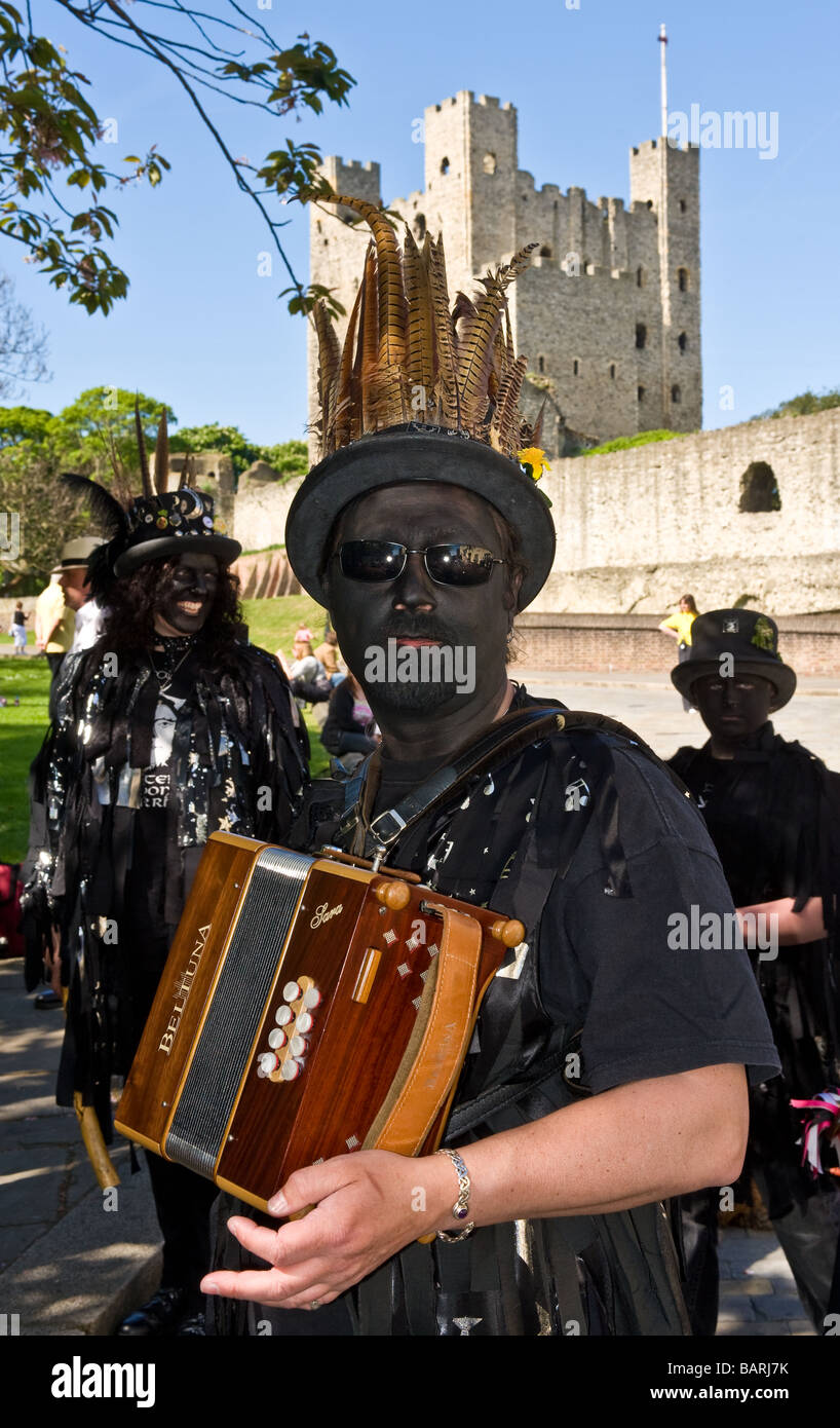 An accordionist from Hunter Moon Morris at the Sweeps Festival in Rochester in Kent. Stock Photo