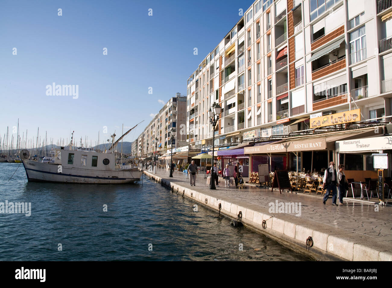 Waterfront cafes and restaurants on the Quai de Cronstadt, Toulon