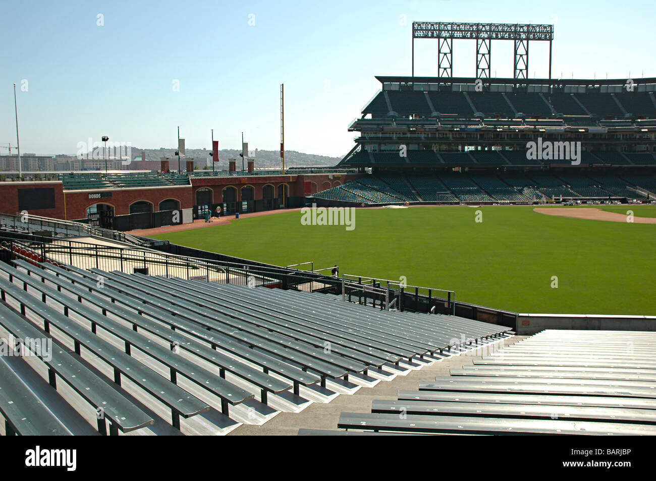 Baseball bleachers field and stands at Giants Stadium San Francisco California Stock Photo