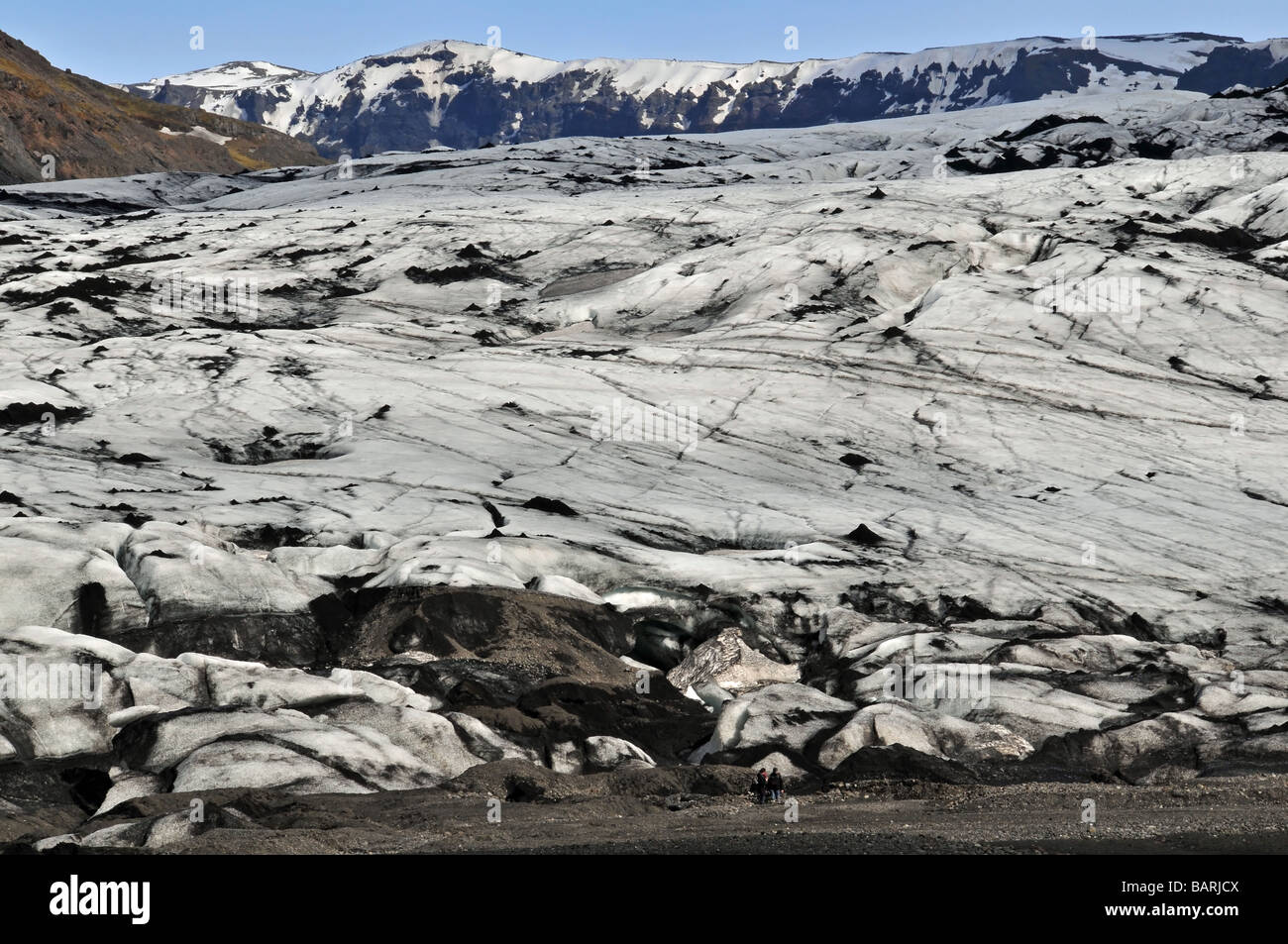 Frontal zoom view of the terminus of the Solheimajokull Glacier, near Skogar,  Southern Iceland Stock Photo - Alamy