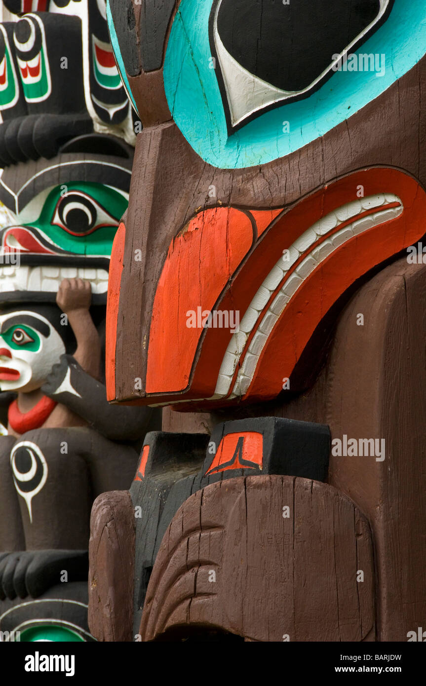 Totem poles Stanley Park Vancouver Stock Photo
