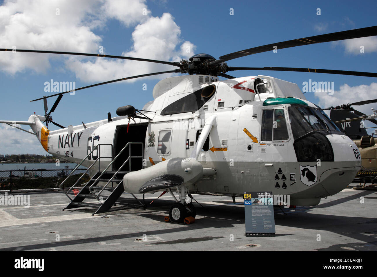 sikorsky sh-3 sea king helicopter on the flight deck of uss midway aircraft carrier museum embarcadero san diego california usa Stock Photo