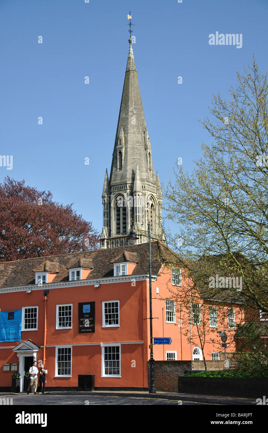 St. Andrew's Church from St. Andrew's Street, Hertford, Hertfordshire, England, United Kingdom Stock Photo