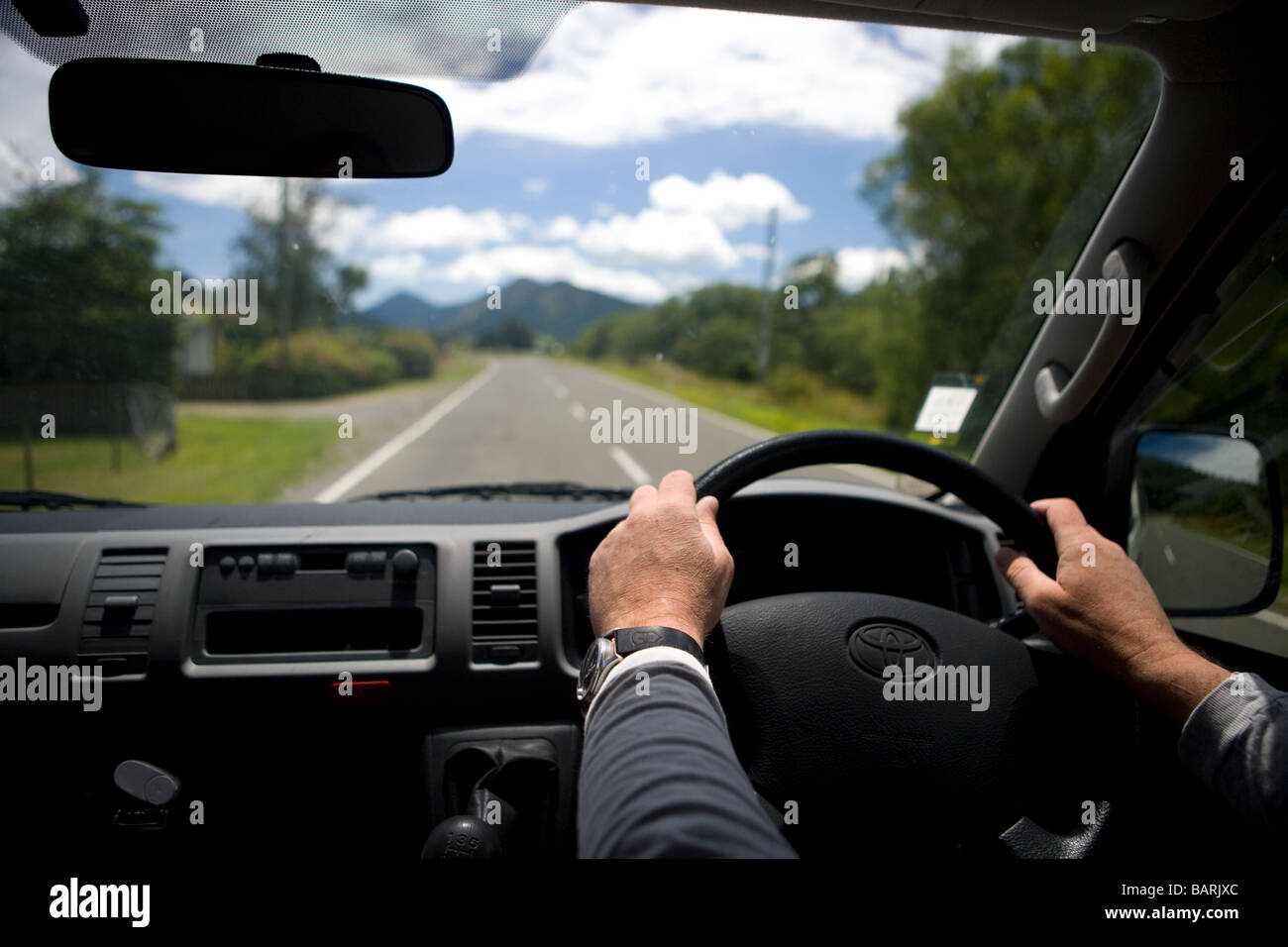Driving on the South Island New Zealand Stock Photo