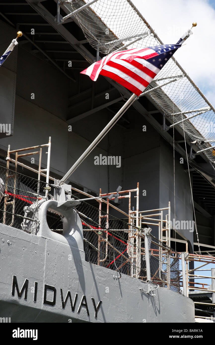 stern of the uss midway aircraft carrier museum embarcadero san diego california usa Stock Photo