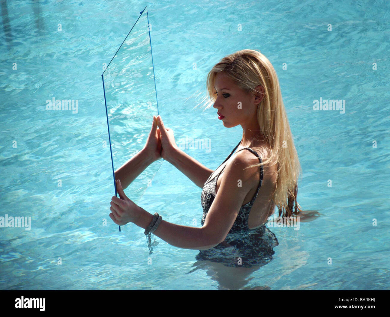 A photo shoot of Anna Kournikova in the Cayman Islands Stock Photo