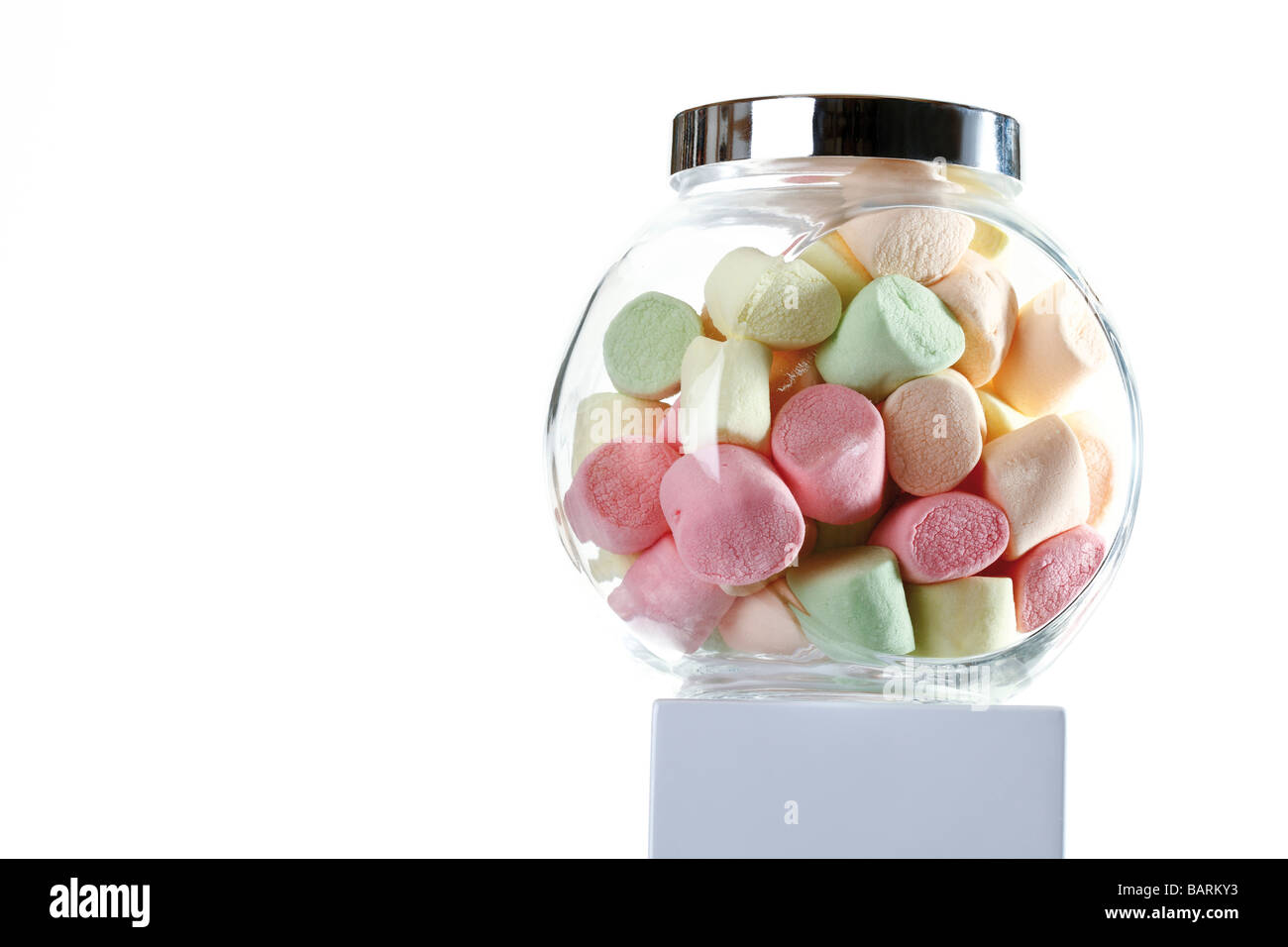 Marshmallows in candy jars Stock Photo Alamy