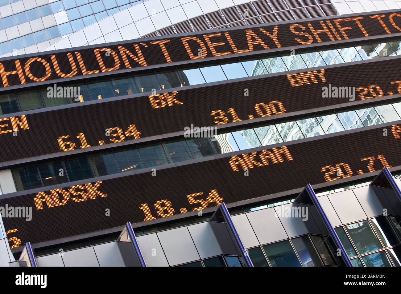 Stock Ticker Display in Times Square, NYC 2009 Stock Photo Alamy