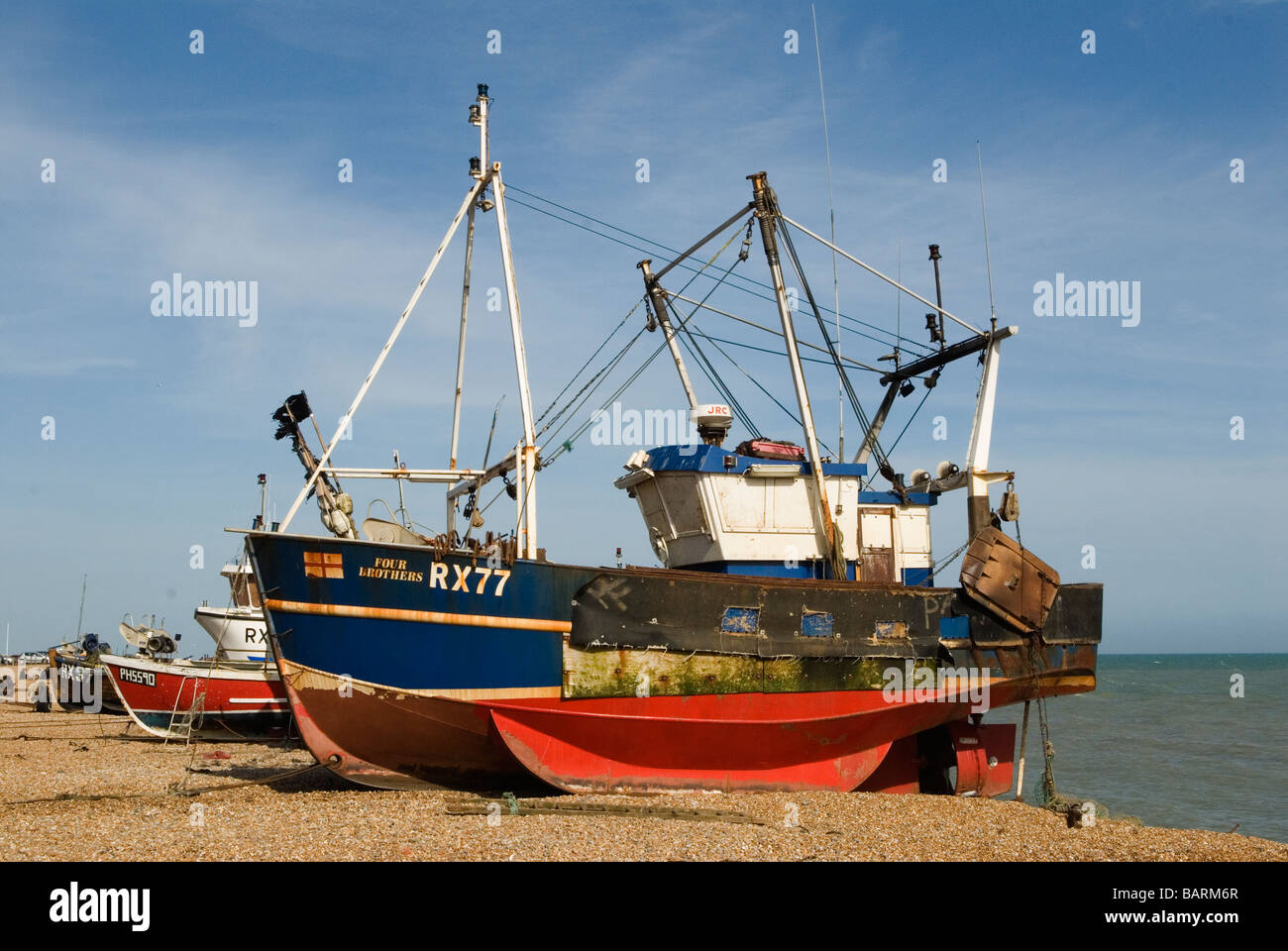 Hastings East Sussex  Inshore fishing fleet 1990s UK HOMER SYKES Stock Photo