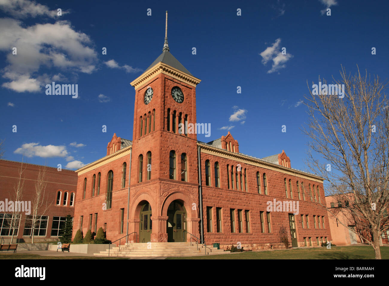 the old 1894 Flagstaff sandstone courthouse Flagstaff Arizona Stock Photo