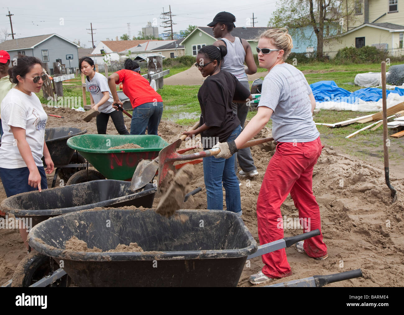Habitat for Humanity volunteers build new houses in New Orleans Stock