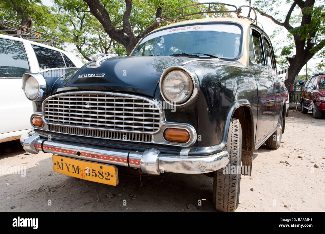 Traditional Delhi Ambassador Taxi New Delhi India Stock Photo