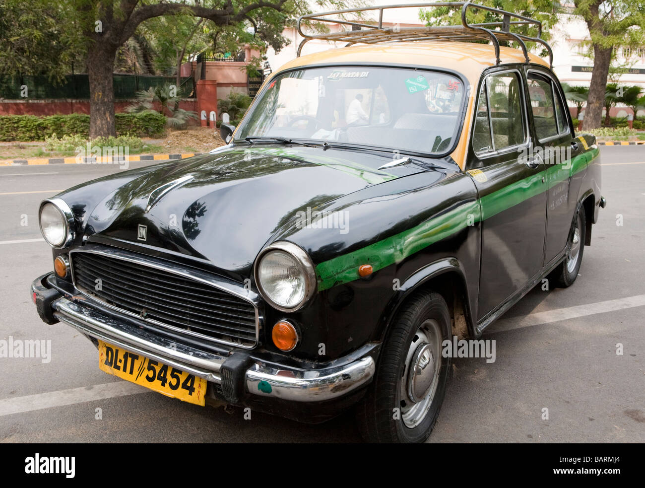 Traditional Delhi Ambassador Taxi New Delhi India Stock Photo