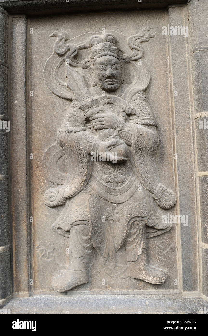 Stone Carving on Pagoda of Kaiyuan Si Temple in Quazhou, Fujian, China. Stock Photo