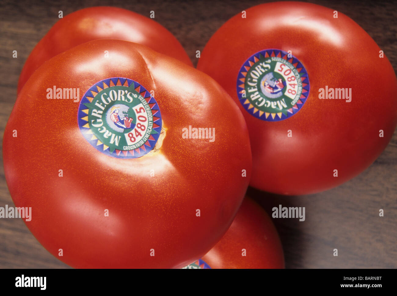 genetically modified alter tomato food label change danger risk scare afraid new better safe organic Stock Photo