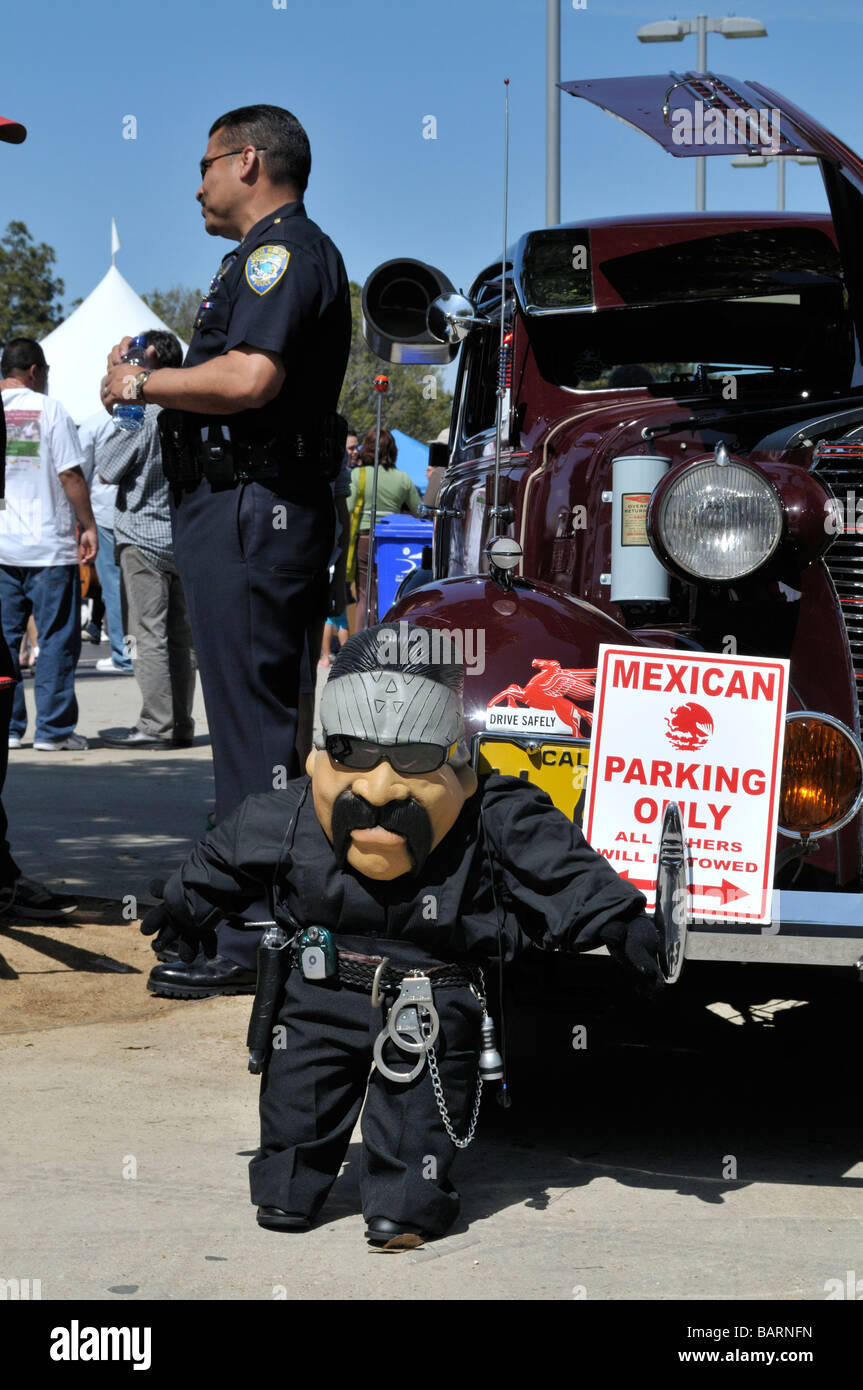 Humorous little dummy portraying a Los Angeles police officer of Mexican heritage Stock Photo