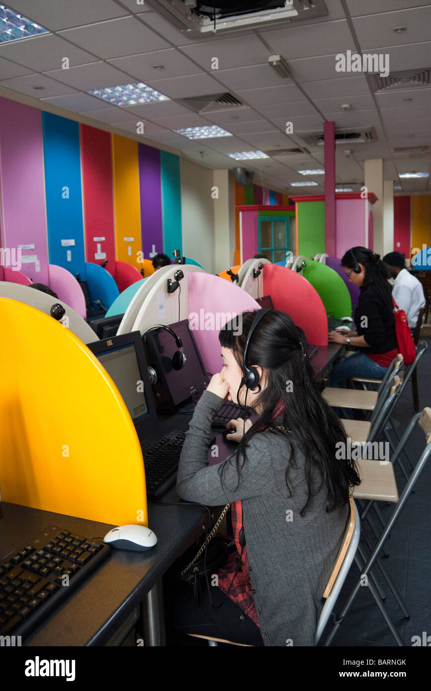 people at computers in centre, London, England Stock Photo Alamy