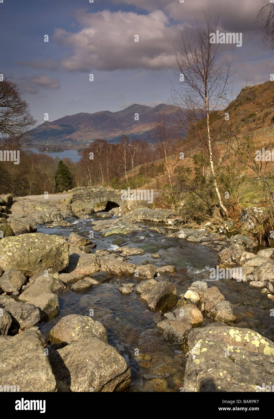 Ashness Bridge in Borrowdale one of the English Lake District's most visited and photographed viewpoints Stock Photo