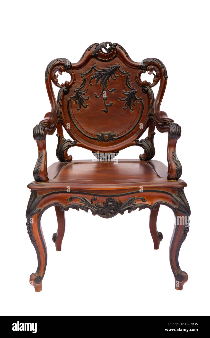 Wooden armchair and table Stock Photo Alamy