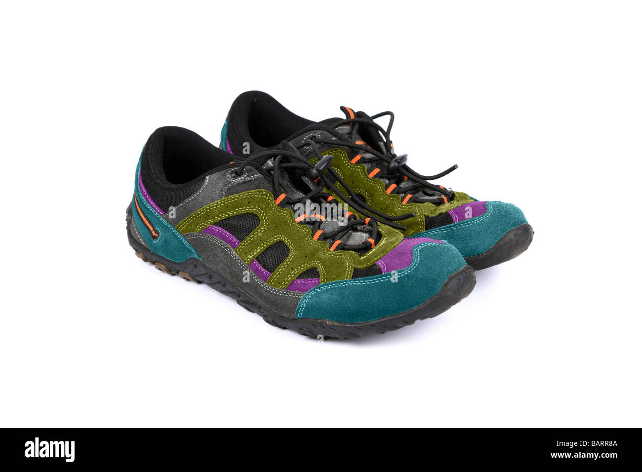 Multi coloured sneakers or running shoes or Trainers Stock Photo - Alamy
