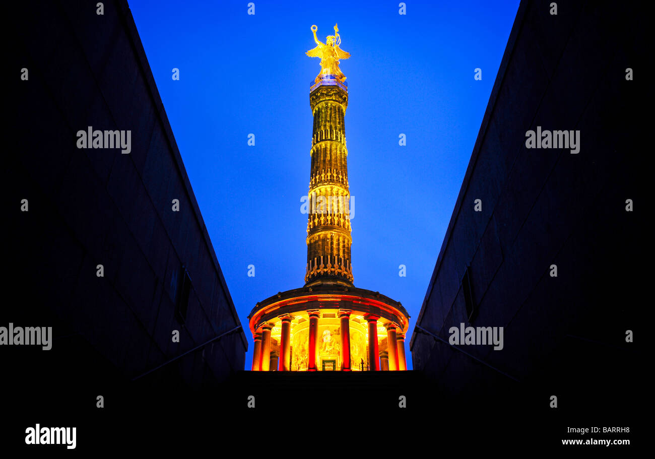 Victory Column during Festival of Lights Stock Photo