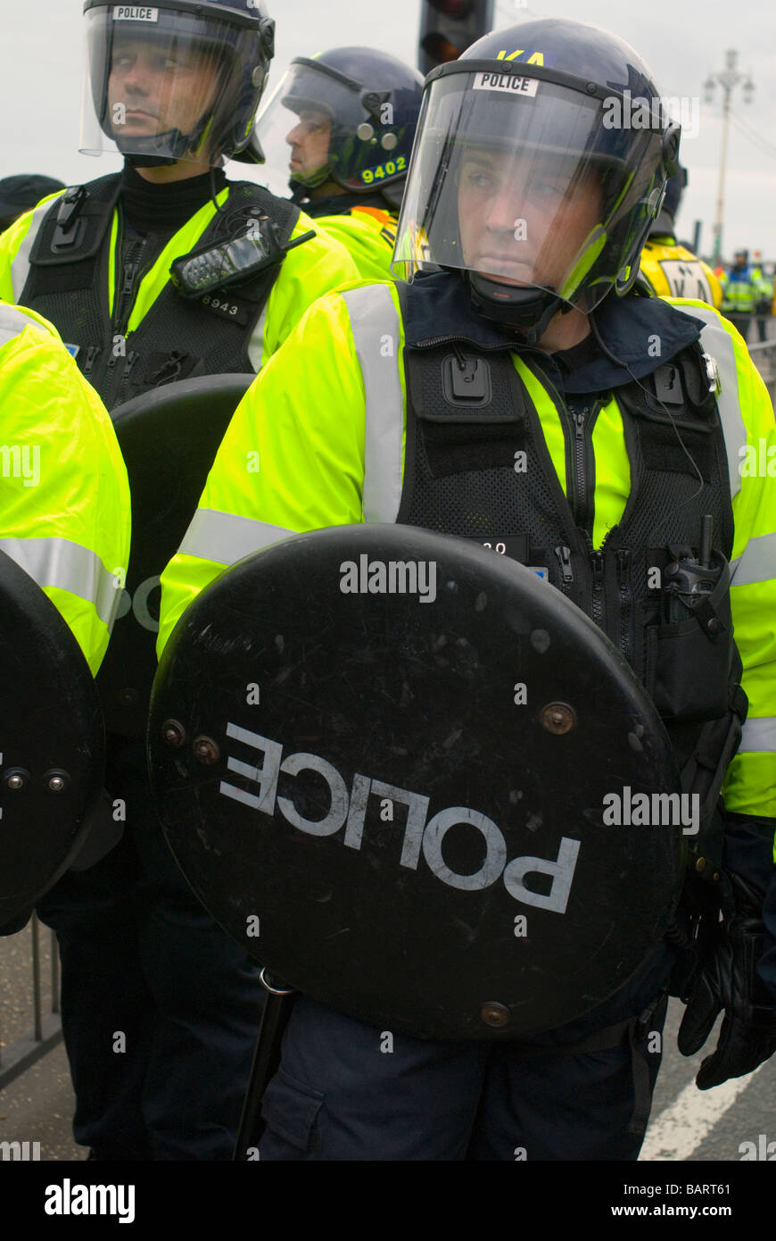 Police at a SmashEDO demonstration in Brighton May 4 2009 Stock Photo
