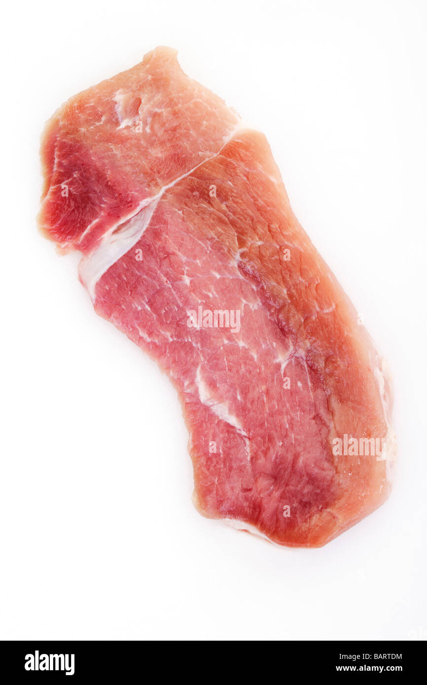 Raw escalope, pork, elevated view Stock Photo Alamy