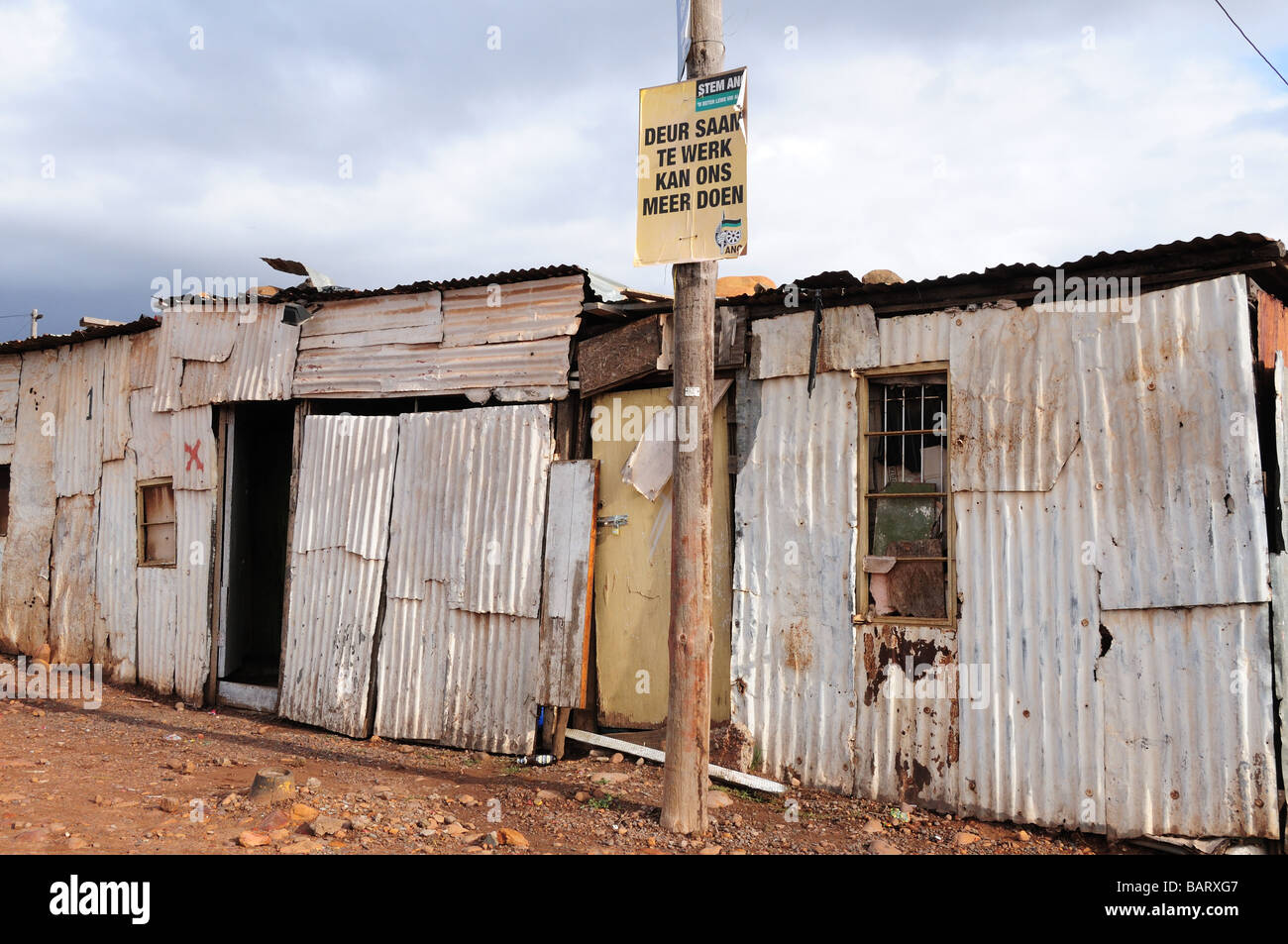 Galvanized Zinc dwellings in a Township Swellendam South Africa Stock