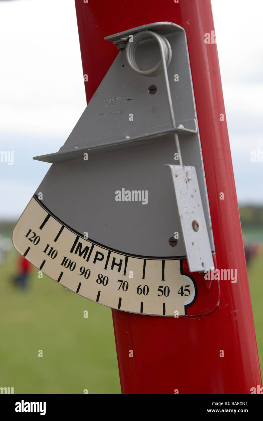 Primitive air speed indicator on the wing strut of a de Havilland DH 60G Gipsy Moth biplane Stock Photo