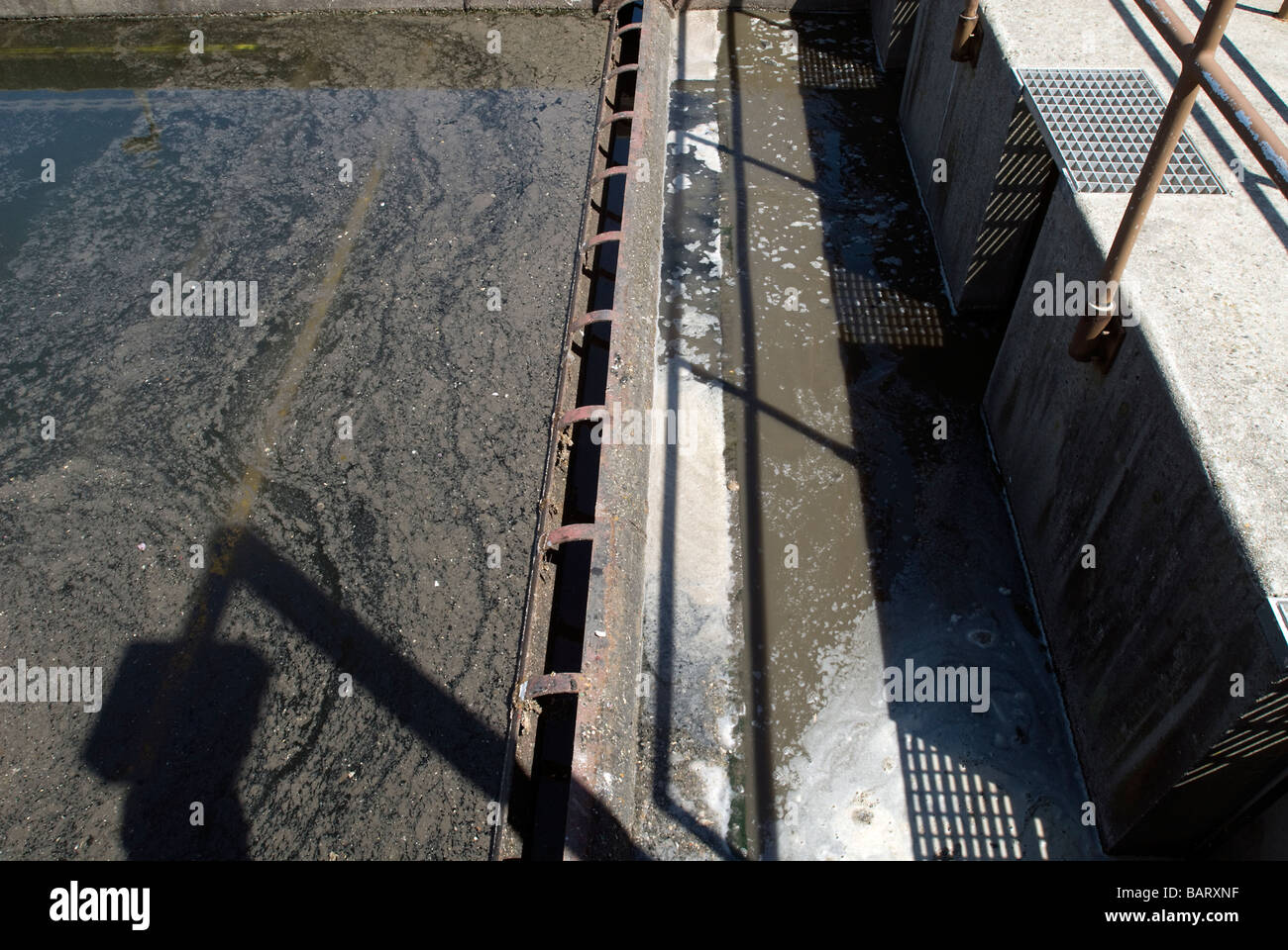 Final sludge removal tanks at Yonkers Sewage Treatment Plant in the city of Yonkers NY in