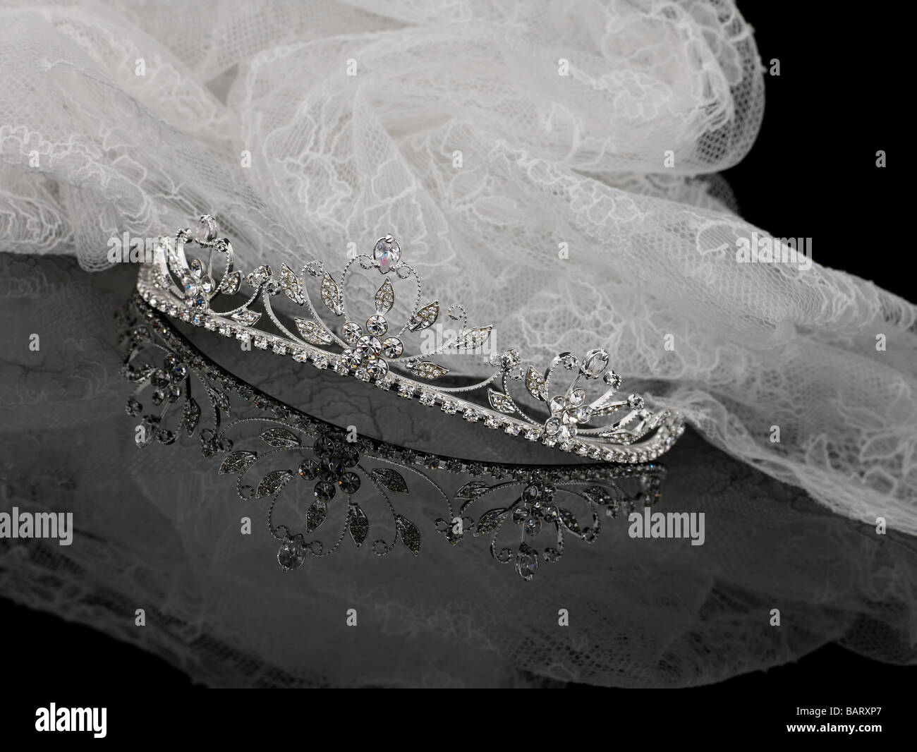 Rhinestone and Crystal Tiara with Veil
