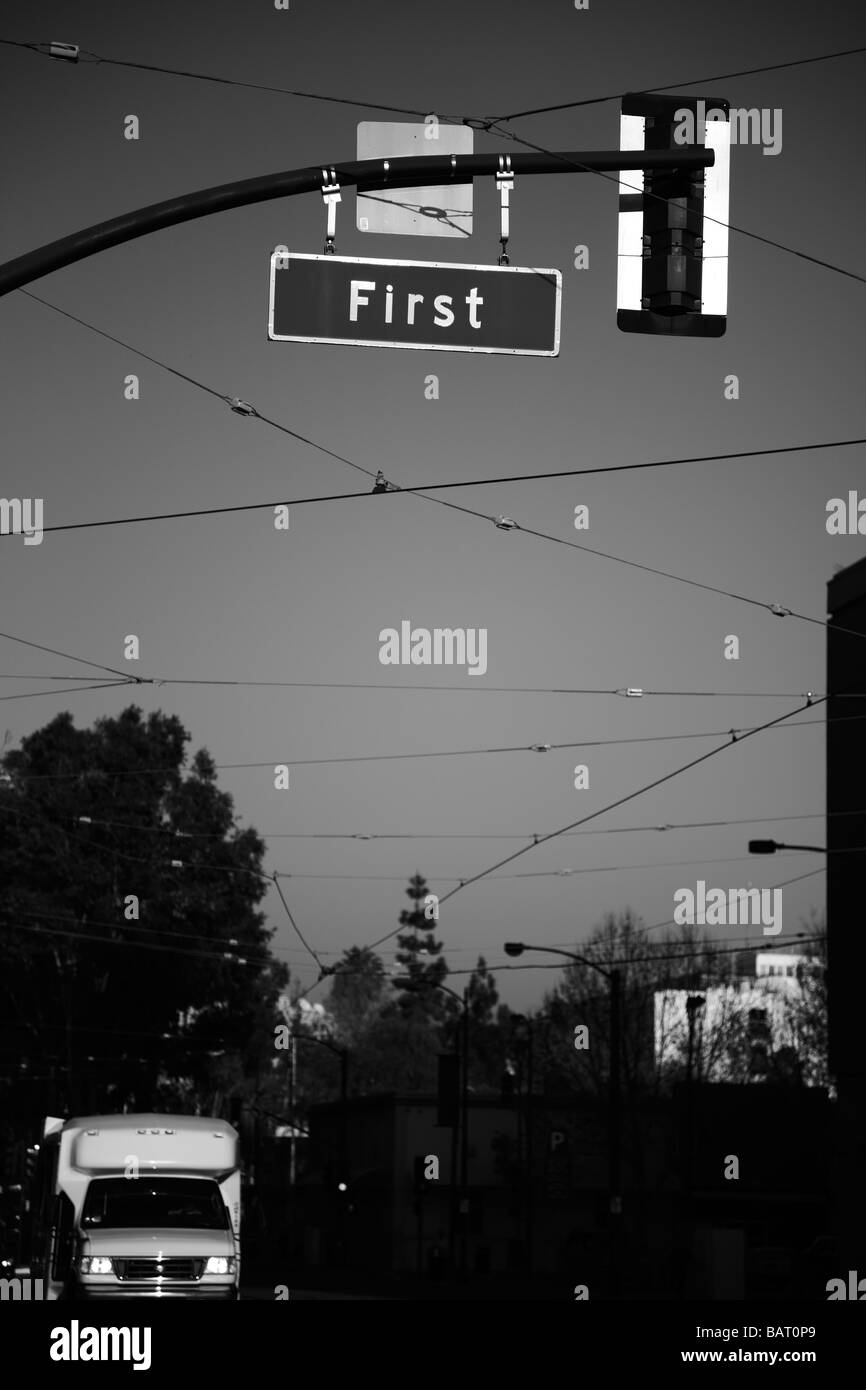 Street sign for the First Street in San Jose, California, USA. Stock Photo