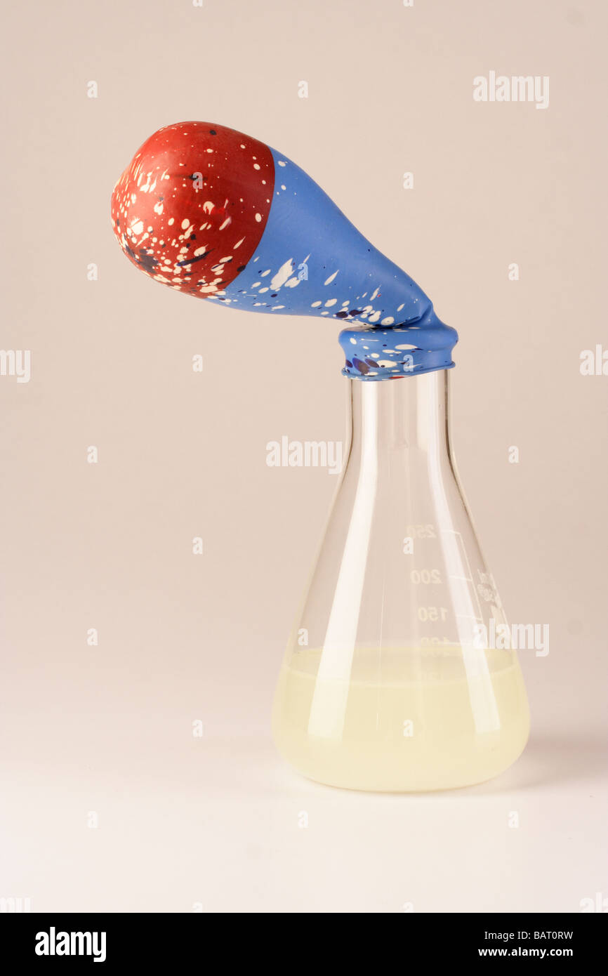Flask with limp balloon Stock Photo
