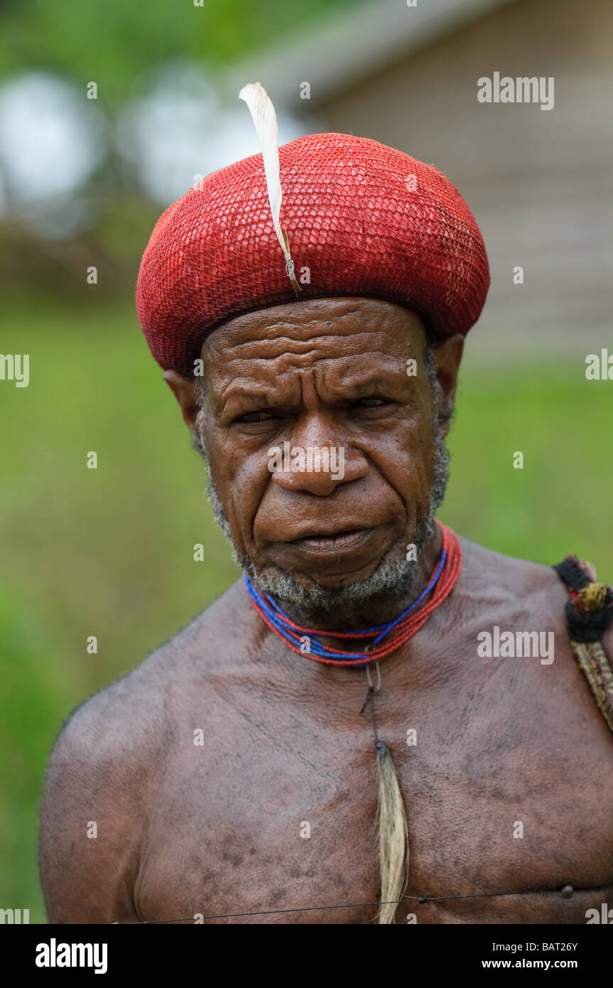 Papuan man Wamena Papua Indonesia Stock Photo