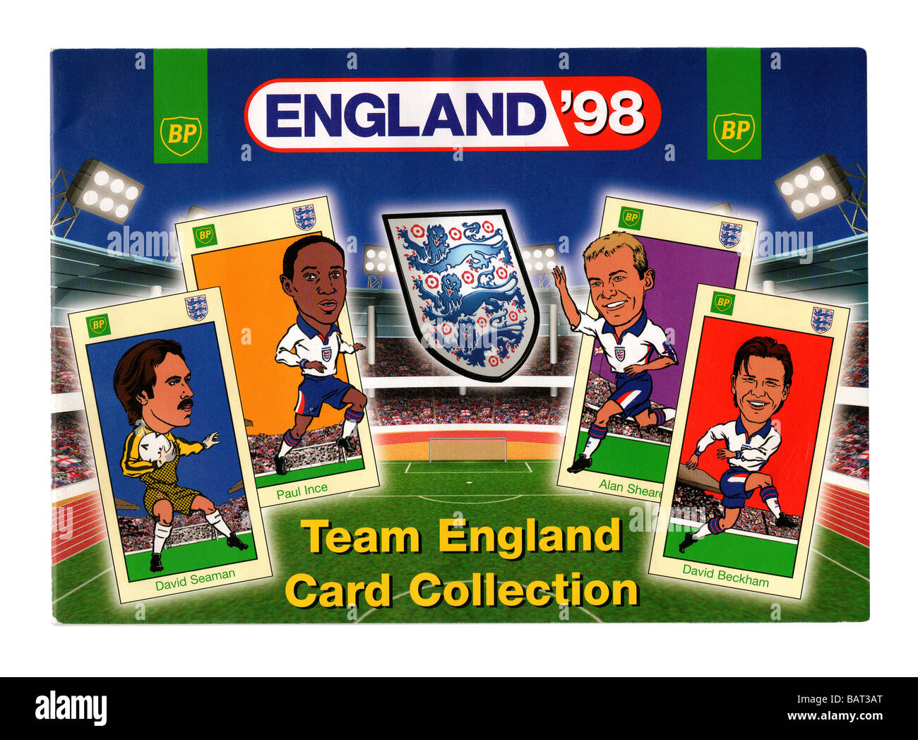 Picture Card album containing picture card illustrations of England football squad players for 1998 World Cup Finals in France Stock Photo