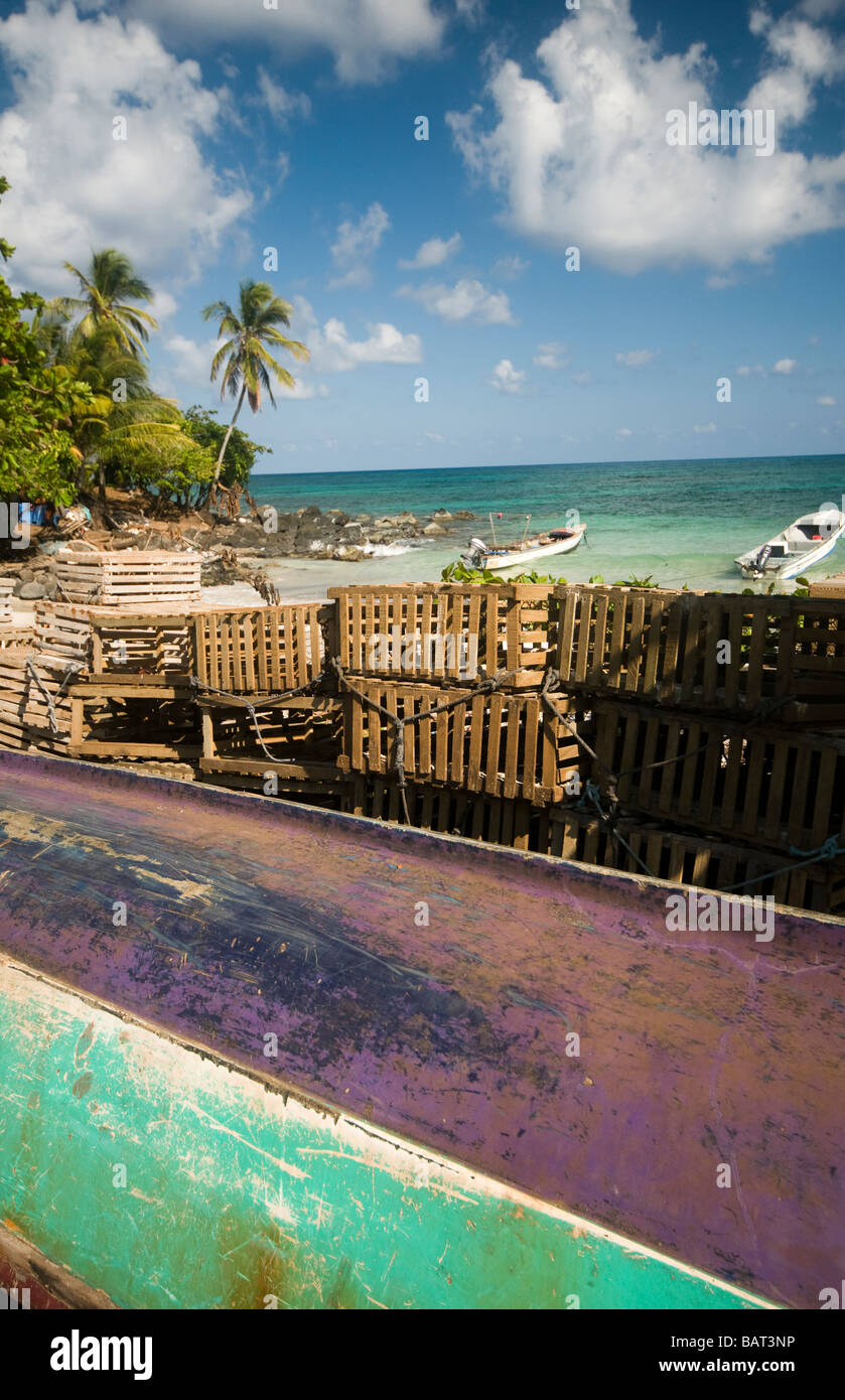 native fishing boat lobster trap caribbean sea big corn island