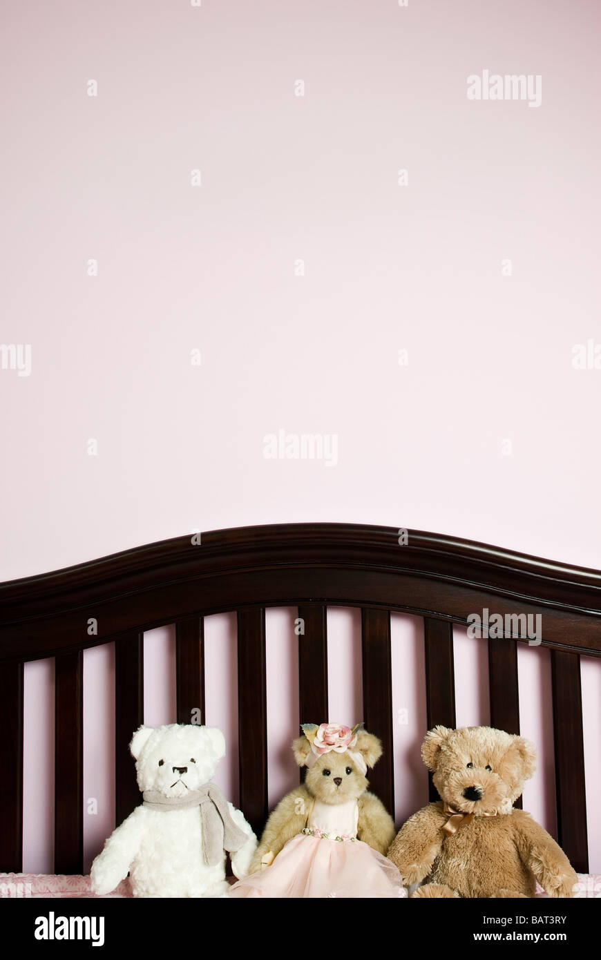baby crib with teddy bears Stock Photo