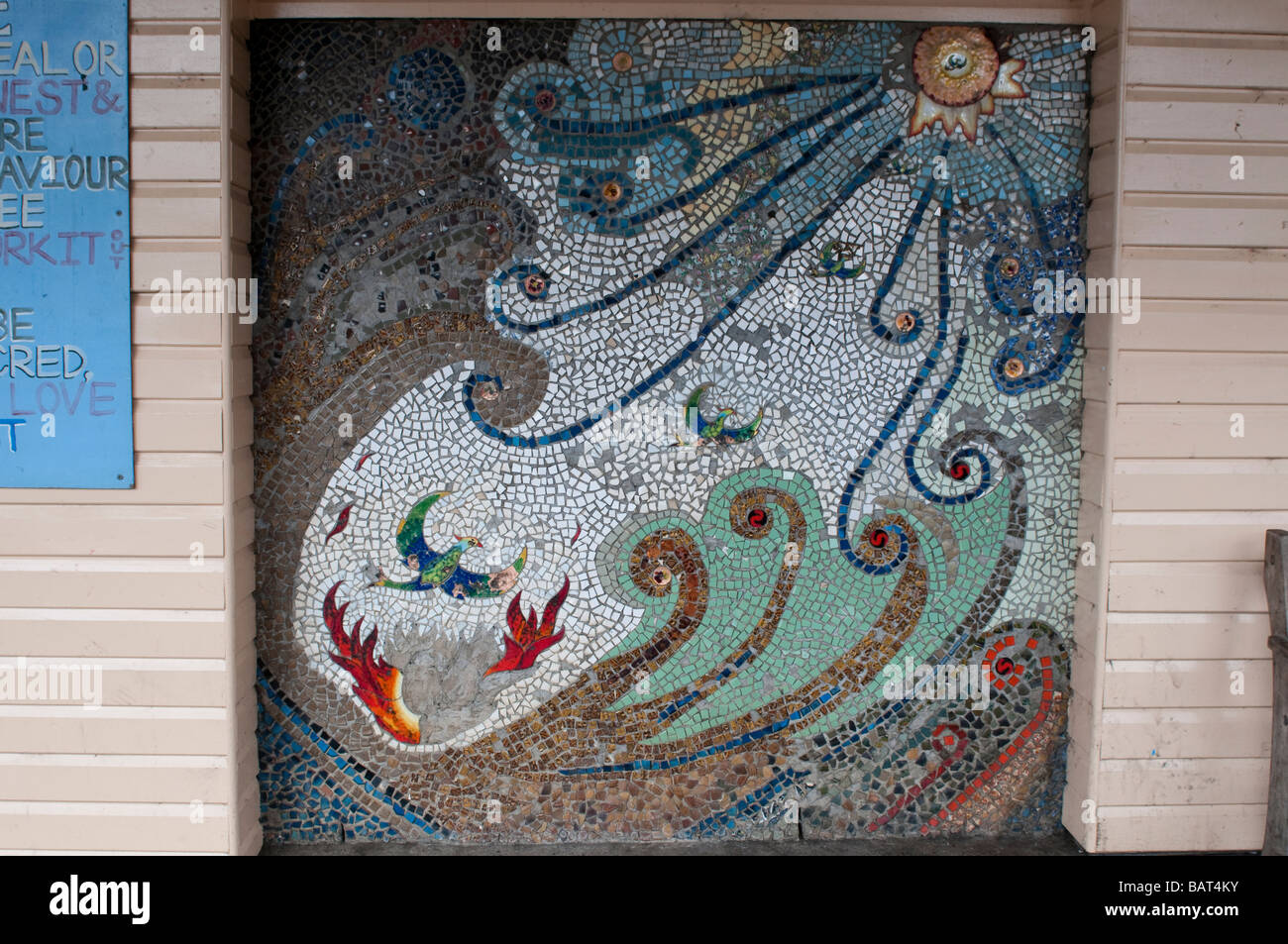 Mosaic on the Main street Nimbin NSW Australia Stock Photo
