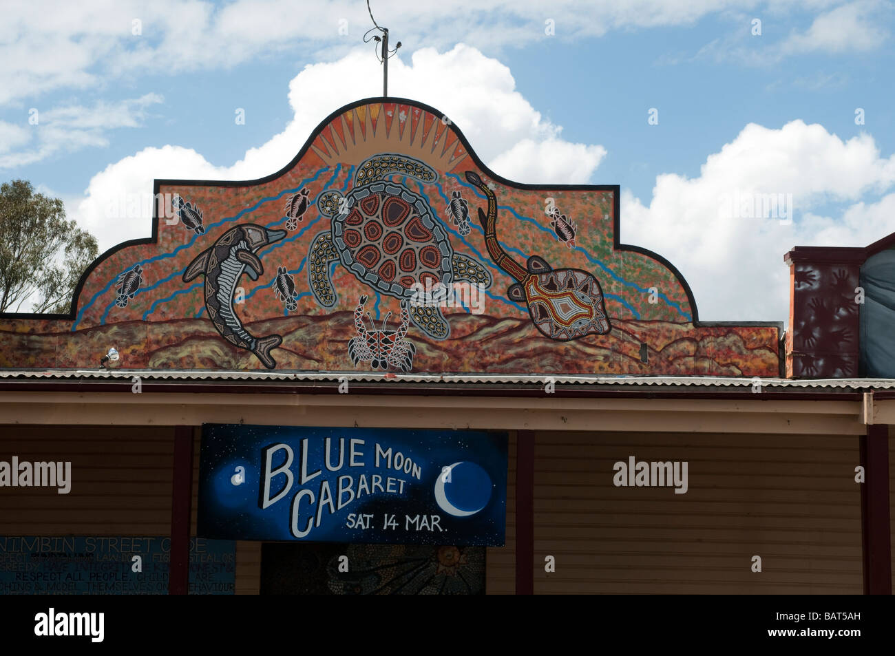Painted top of the house on the Main street Nimbin NSW Australia Stock Photo
