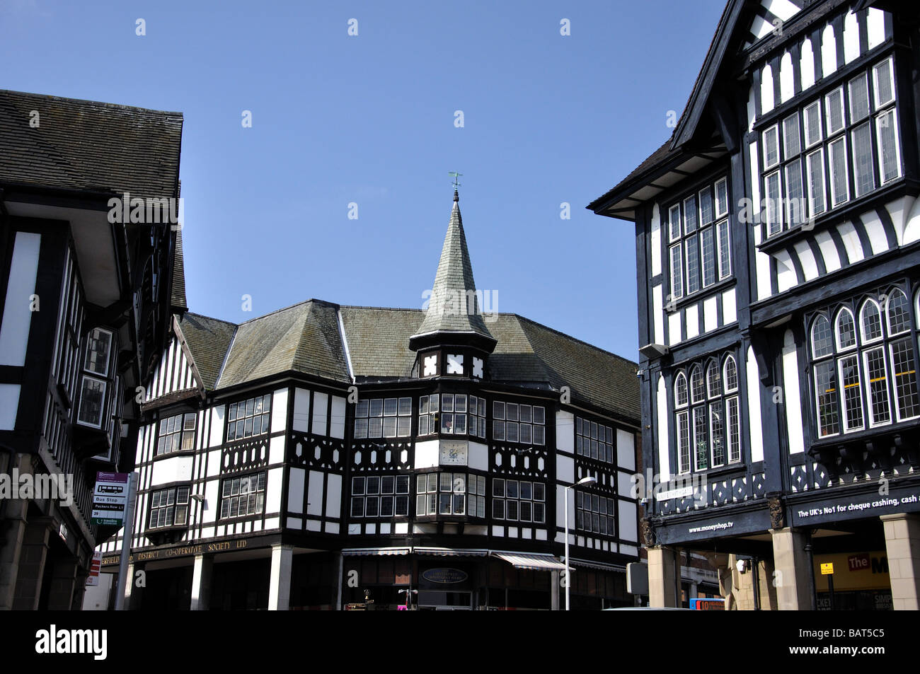 Black and white buildings, Knifesmithgate, Chesterfield, Derbyshire, England, United Kingdom Stock Photo