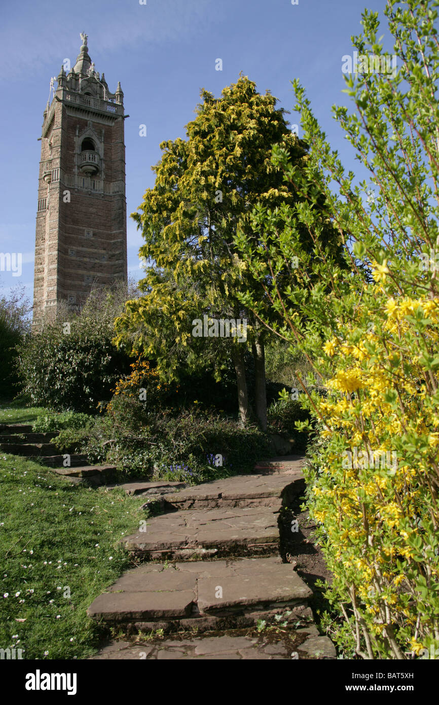 City of Bristol, England. The William Ven Gough designed, Grade II Listed, Cabot’s Tower at Brandon Hill Park. Stock Photo
