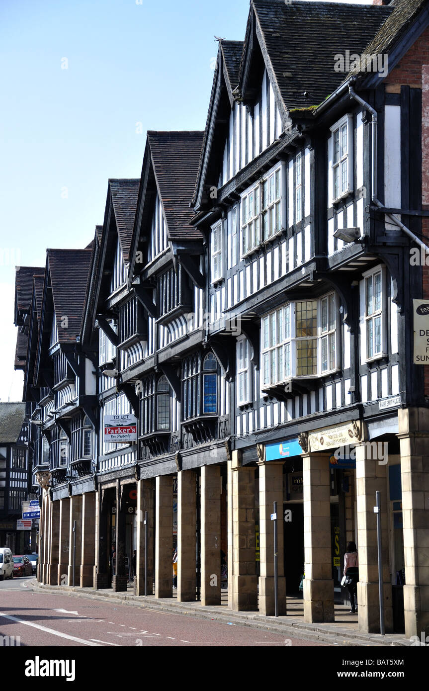 Black and white buildings, Knifesmithgate, Chesterfield, Derbyshire, England, United Kingdom Stock Photo