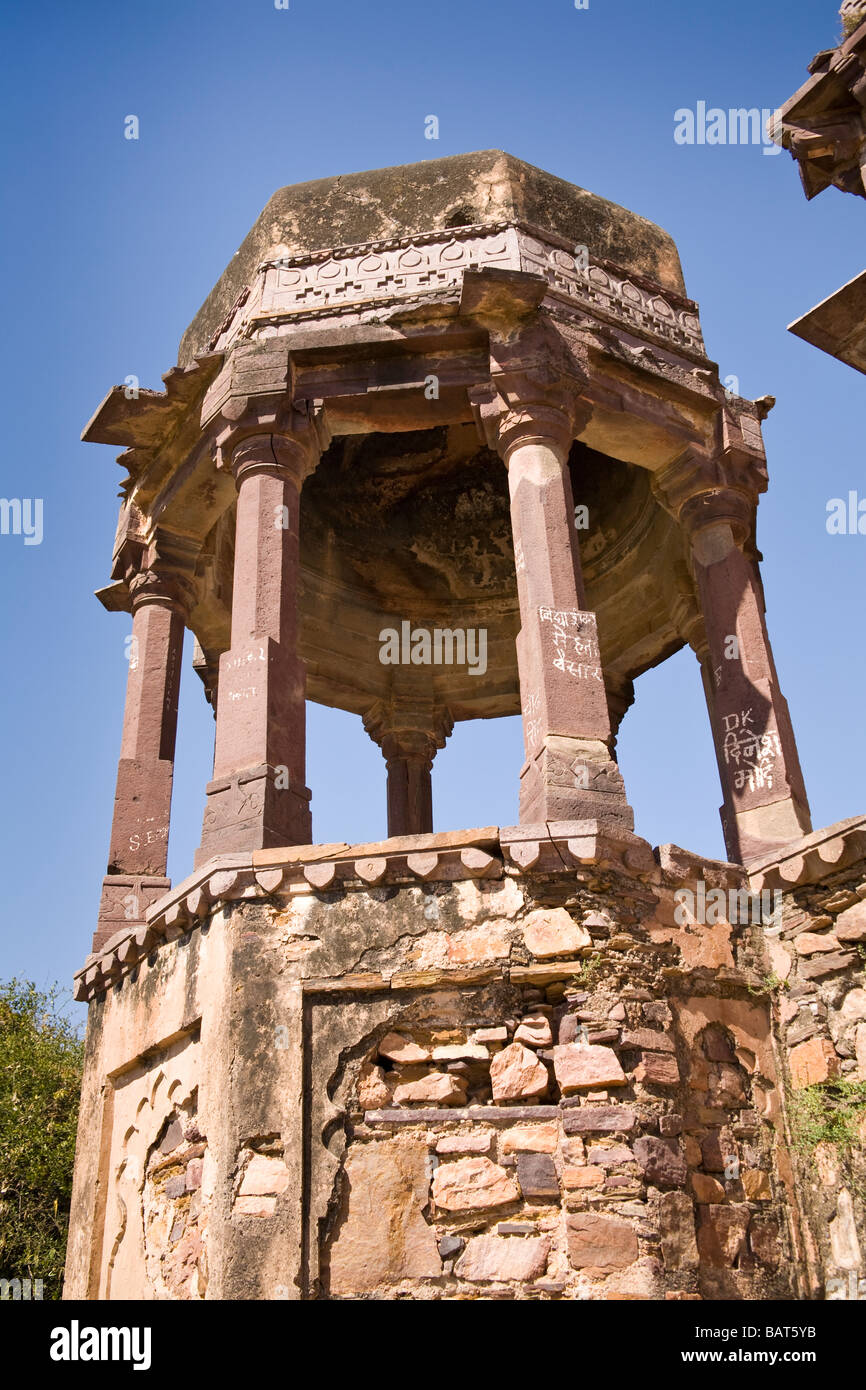 Part of the 32 Pillared Chhatri in Ranthambhore Fort, Ranthambhore National Park, Rajasthan, India Stock Photo