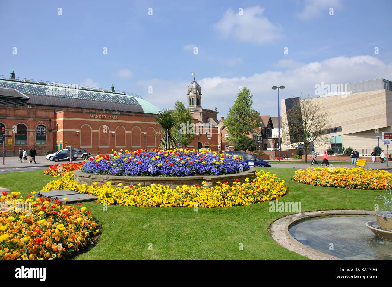 Colourful roundabout, Full Street, Derby, Derbyshire, England, United Kingdom Stock Photo