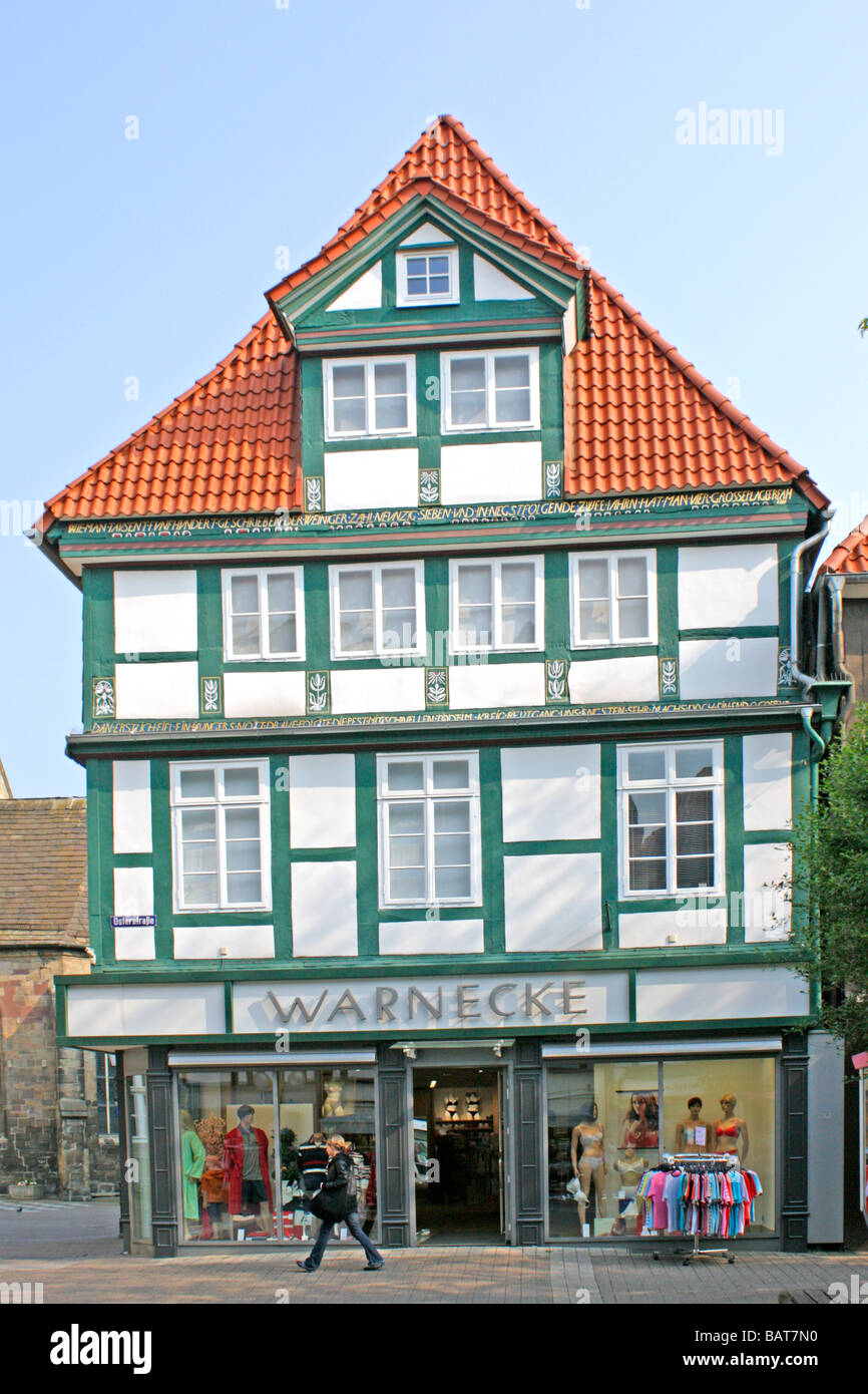 frame house in Hamelin in the Weser Hills in Germany Stock Photo