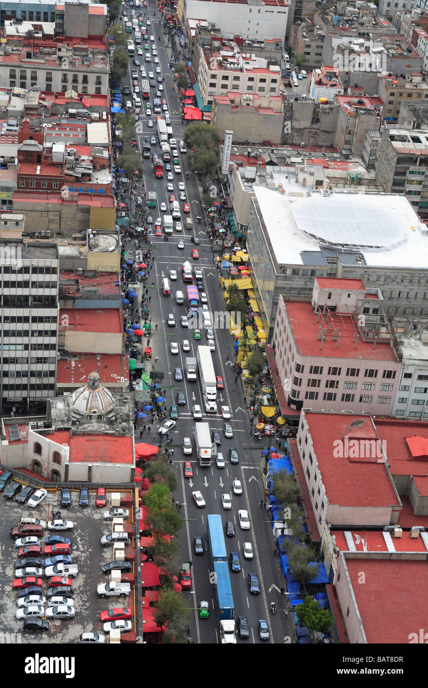 Overhead or aerial view of traffic Mexico City Stock Photo Alamy