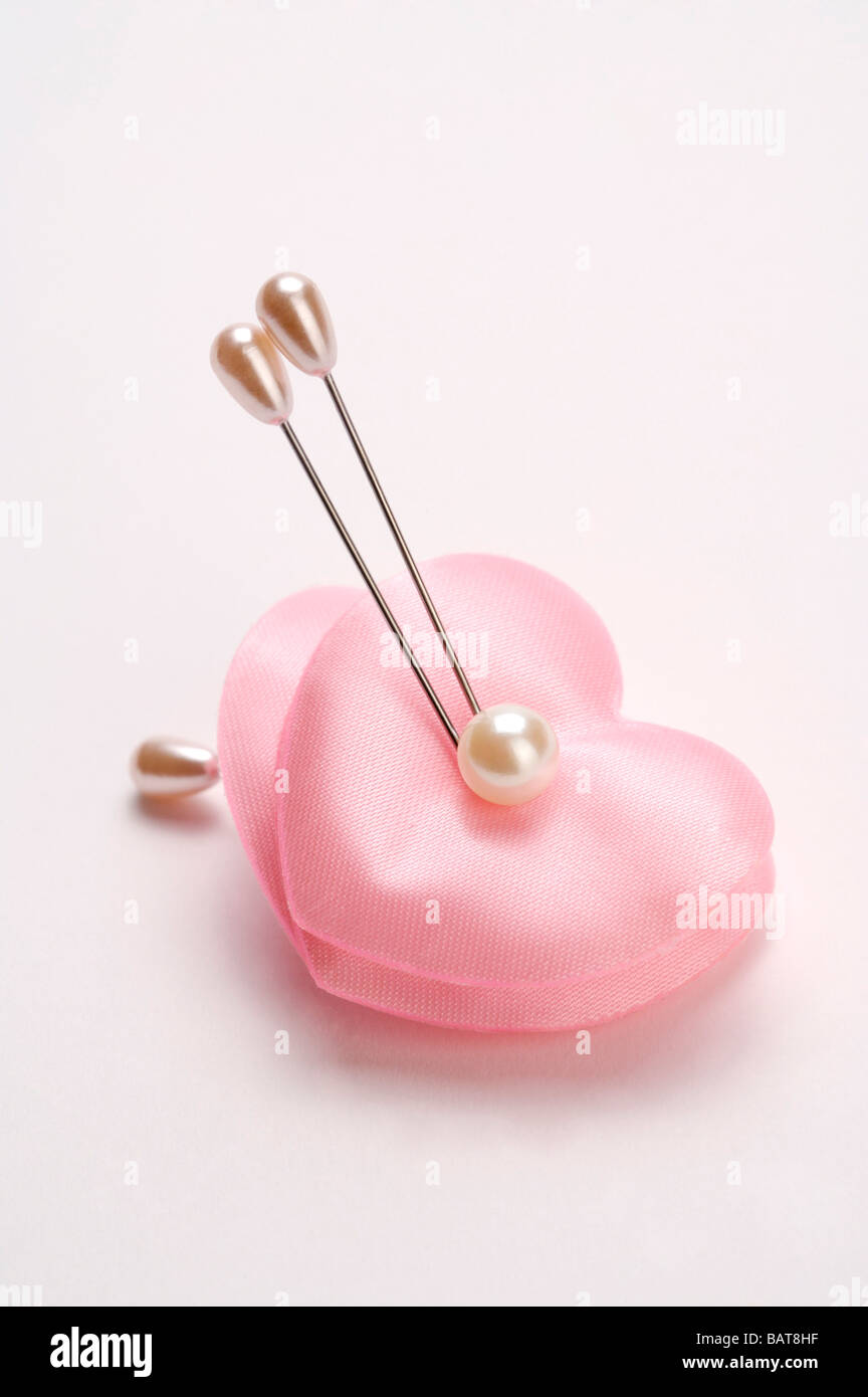 Heart shaped pin cushion Stock Photo Alamy