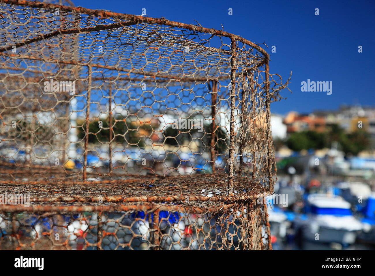 Lobster traps Harbour of Arguineguin Gran Canaria Spain Europe Stock Photo